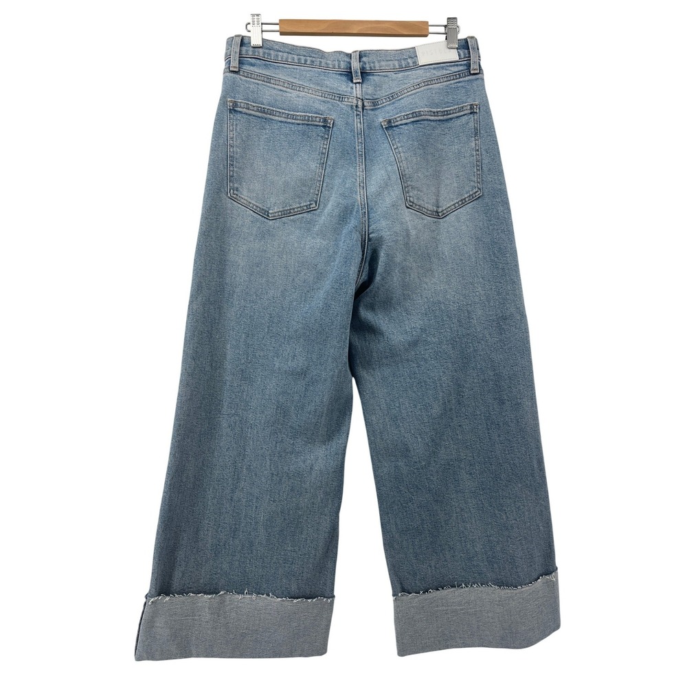 Pistola Lana Crop Wide Leg Jeans in Snowcat Raw Hem Cuffed Blue Denim Size 31 - Picture 4 of 12